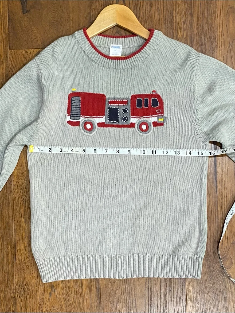 Gymboree Boys Vintage ‘Firehouse No.5’ Gray Fire Truck Sweater Size 7